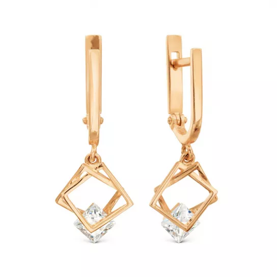 Серьги с фианитом из золота