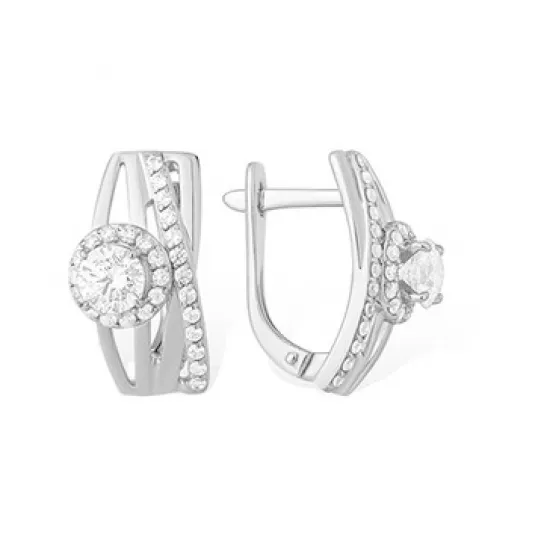 Серьги с фианитом из серебра