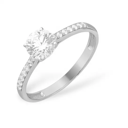 Кольцо с фианитом из серебра