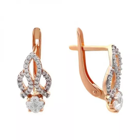 Серьги с фианитом из золота