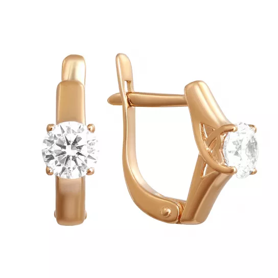 Серьги с фианитом из золота