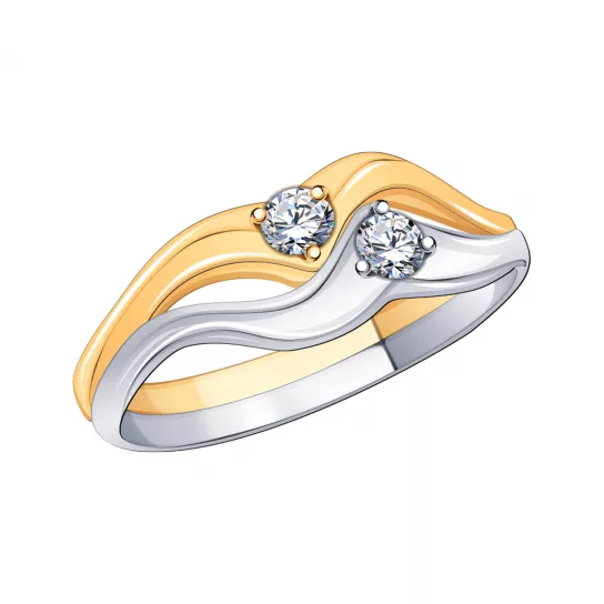 Кольцо с фианитом из золота