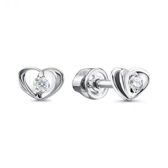 Пусеты с фианитом из серебра