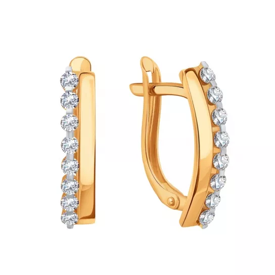 Серьги с фианитом из золота