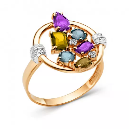 Кольцо с камнями из золота