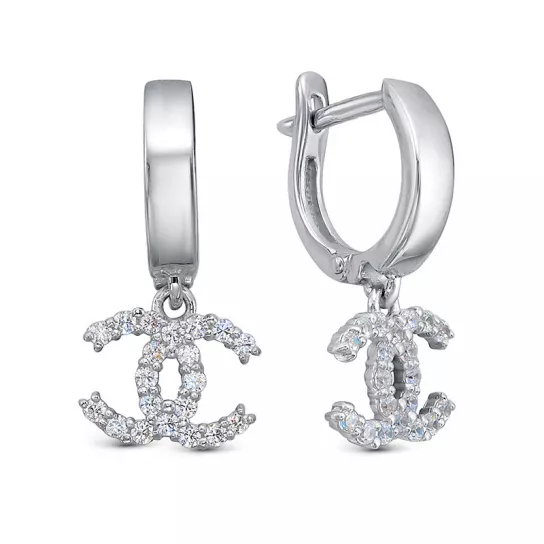 Серьги с фианитом из серебра