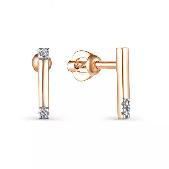 Серьги с фианитом из золота