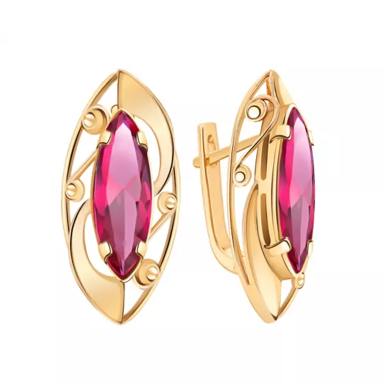 Серьги с фианитом из золота