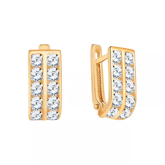 Серьги детские с фианитом из золота