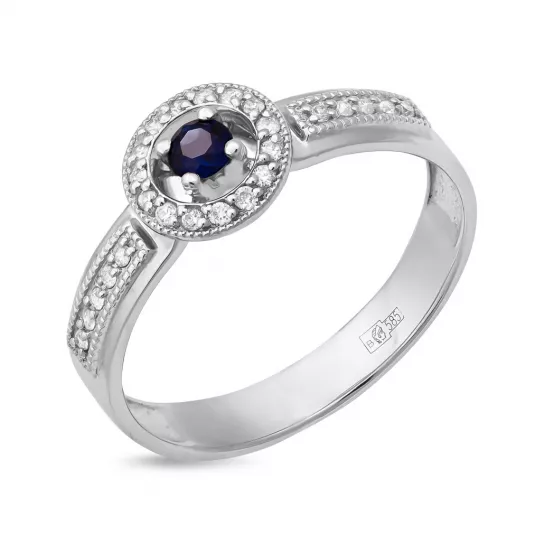 Кольцо с бриллиантами с сапфиром из золота