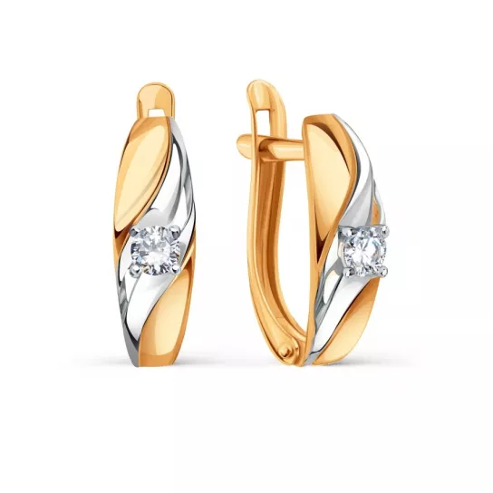 Серьги с фианитом из золота