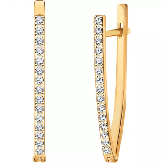 Серьги с фианитом из золота