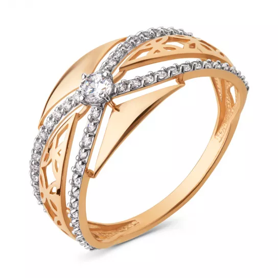 Кольцо с фианитом из золота