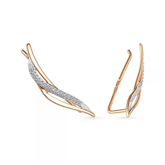 Серьги с фианитом из золота