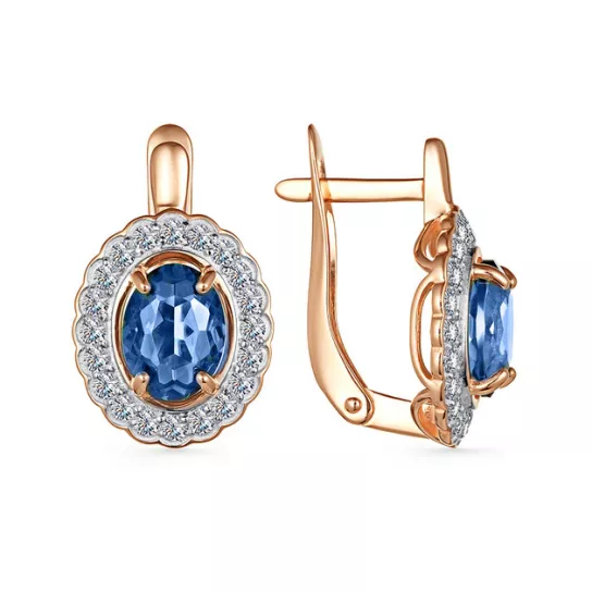 Серьги с топазом и фианитом из золота