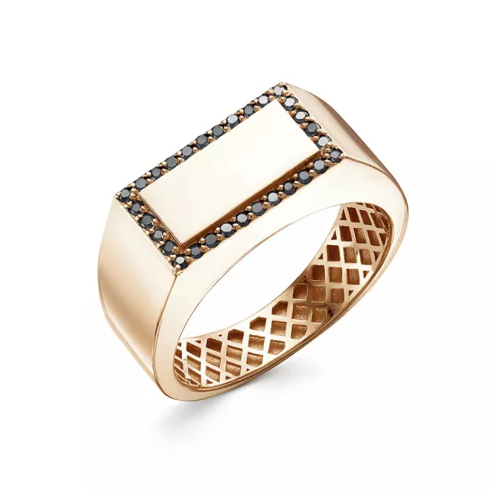 Кольцо-печатка с фианитом из золота