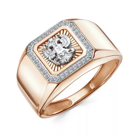 Кольцо-печатка с фианитом из золота