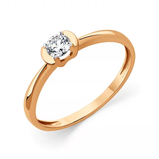 Кольцо с фианитом из золота