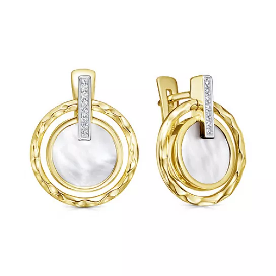 Серьги с бриллиантами с перламутром из золота