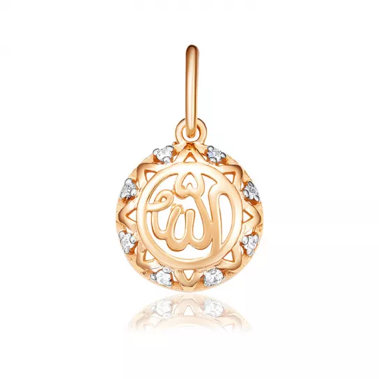 Подвеска мусульманская с фианитом из золота