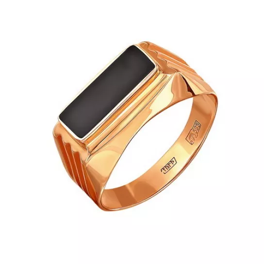 Кольцо-печатка с эмалью из золота