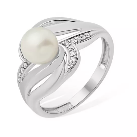 Кольцо с жемчугом из серебра