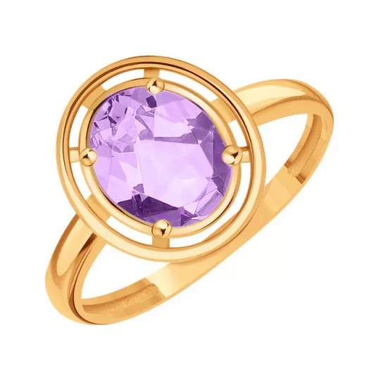Кольцо с аметистом из золота