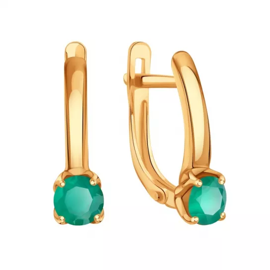 Серьги с агатом из золота