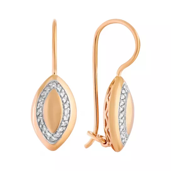 Серьги с фианитом из золота