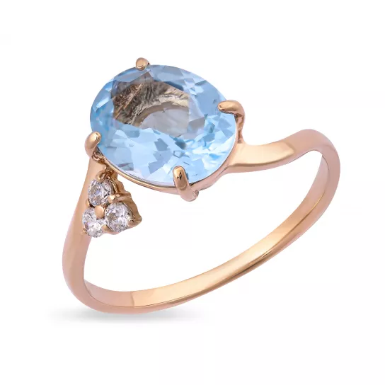Кольцо с топазом и фианитом из золота